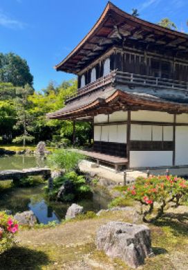 Wooden temple in Japanese garden