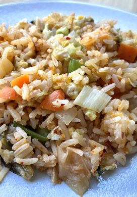 Close up photo of kimchi fried rice