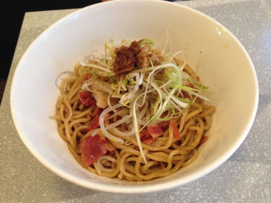 Triple pork triple garlic mazemen at Ivan Ramen