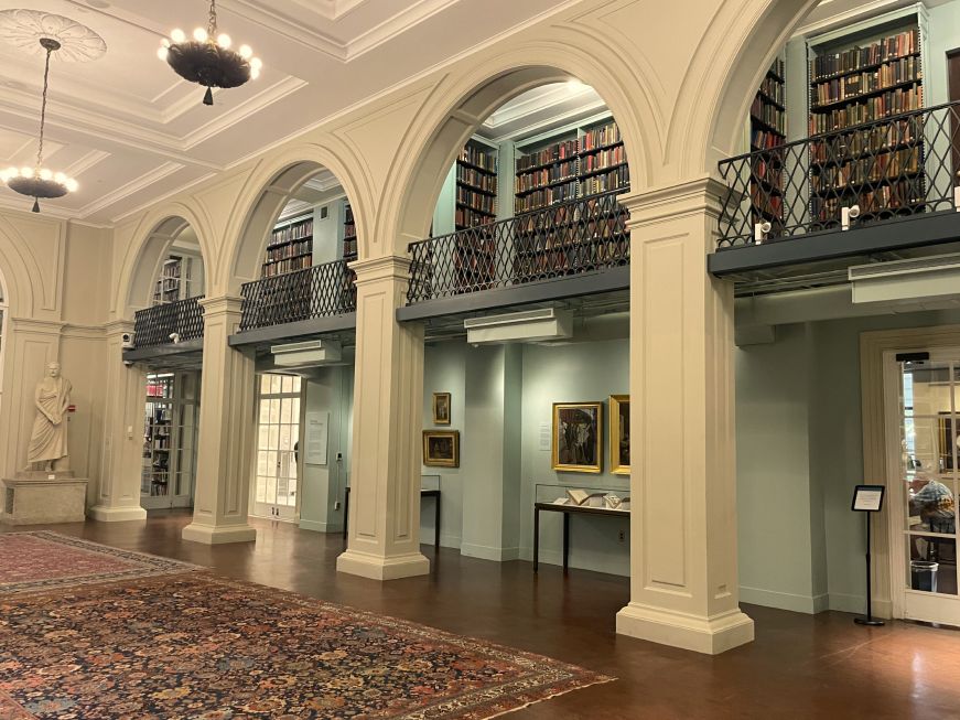 Large hall bookshelves on the second floor