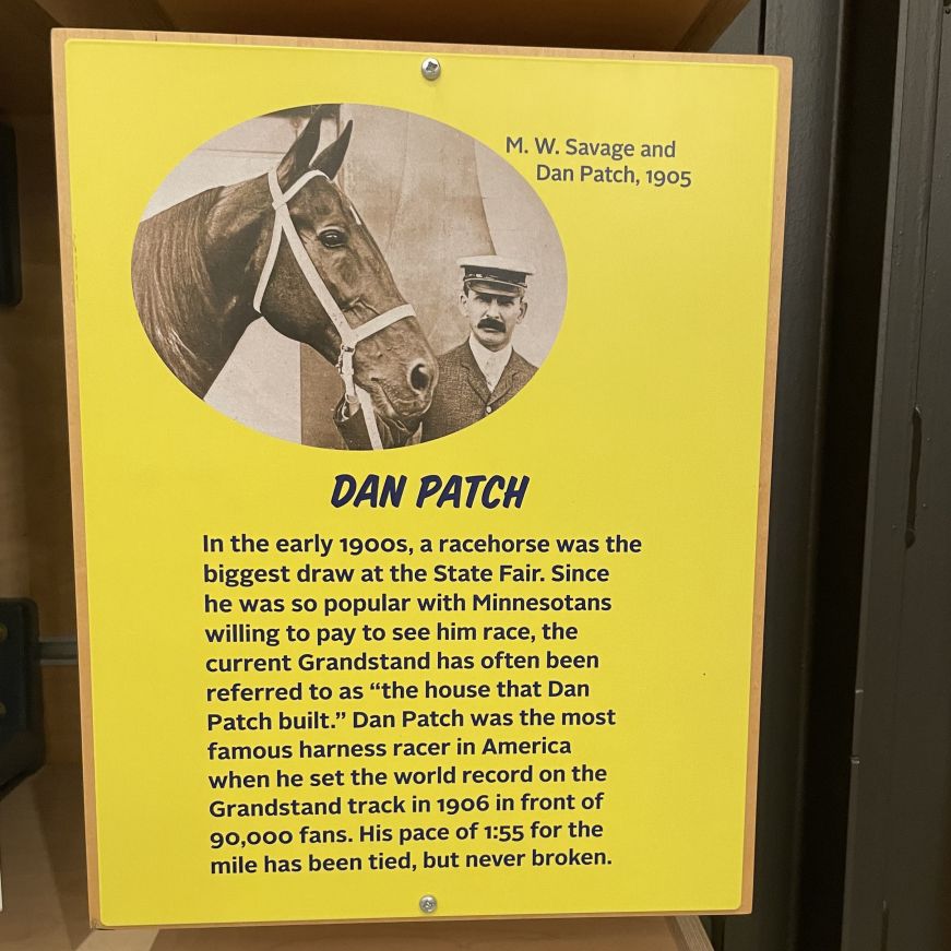 Sign about historic harness race horse Dan Patch