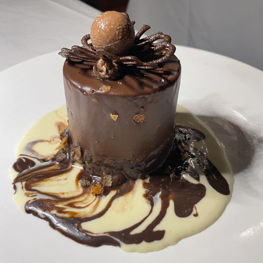 Fancy chocolate dessert on a plate