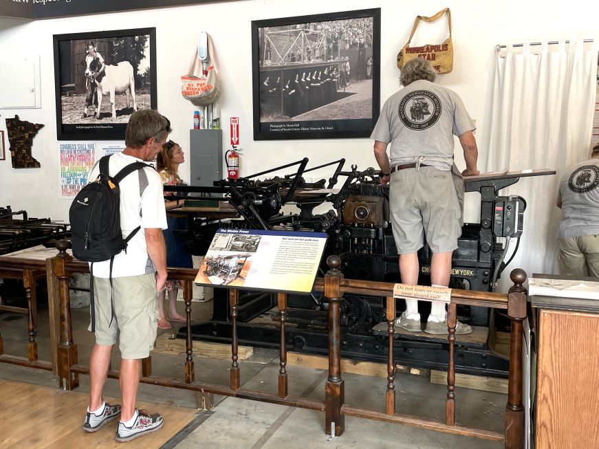 Historic printing press at the Minnesota Newspaper Museum