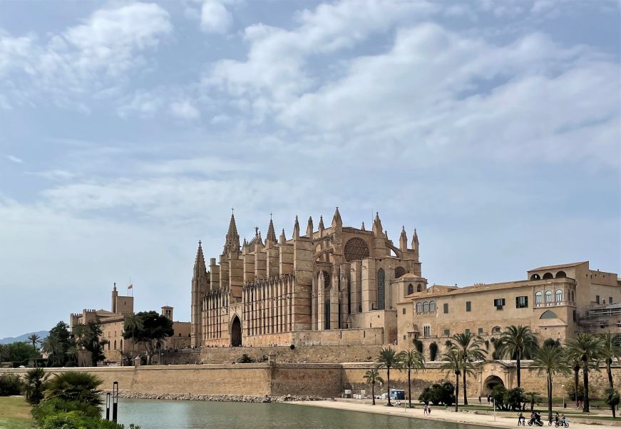 Ornate cathedral overlooking a canal