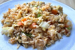 Close up photo of kimchi fried rice